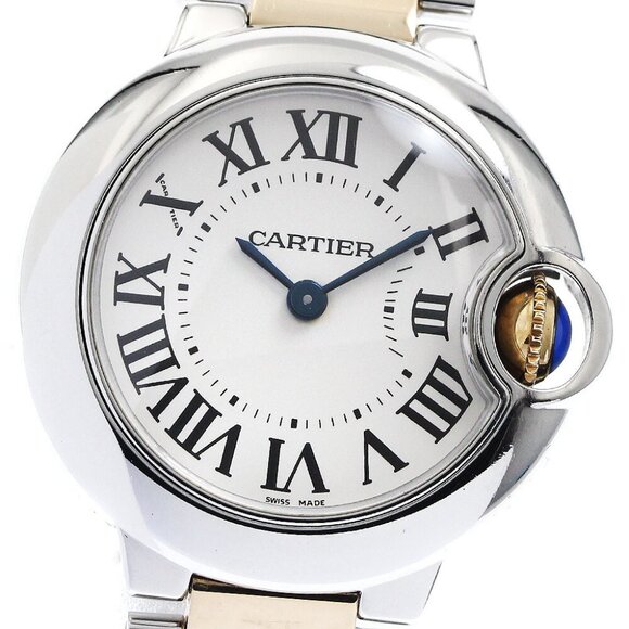 CARTIER Baron bleu SM W69007Z3 YG 2 tone Silver Dial Quartz Ladies Watch_873265 - Picture 1 of 6